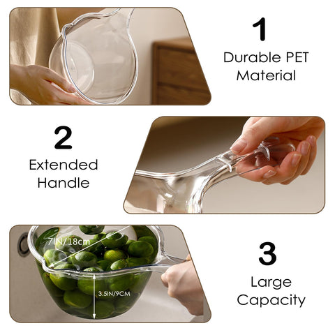 Iensen water ladle green upright stand enables convenient drying and storage.