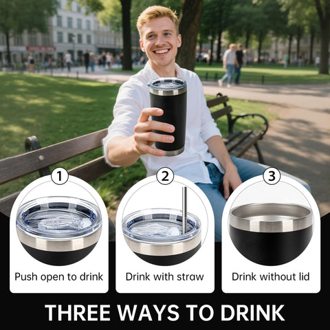 IEOVIEE 20oz stainless steel tumbler fits car cup holders.