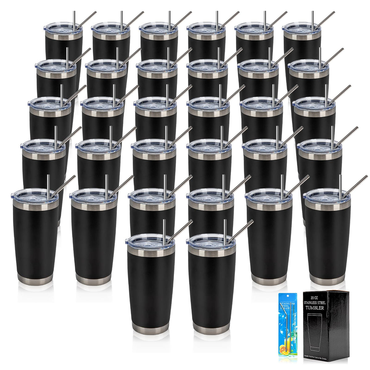 IEOVIEE 32-pack bulk tumbler with lids for easy sharing at events.