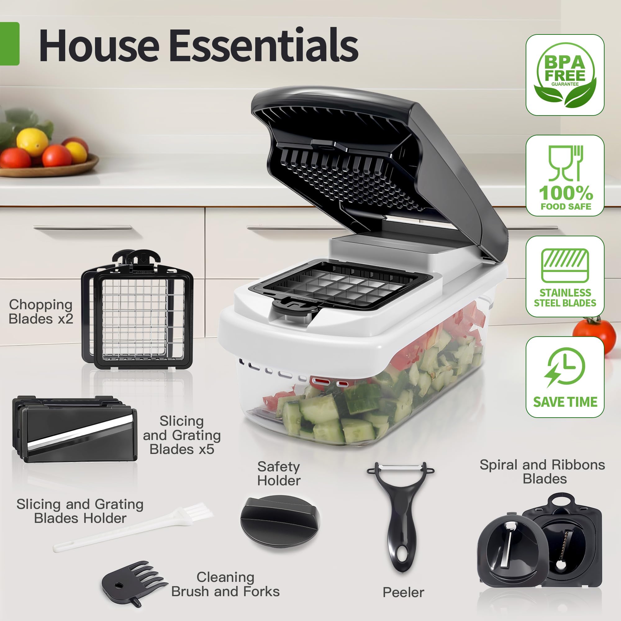 iETH ergonomic handle and non-slip base in use on the counter