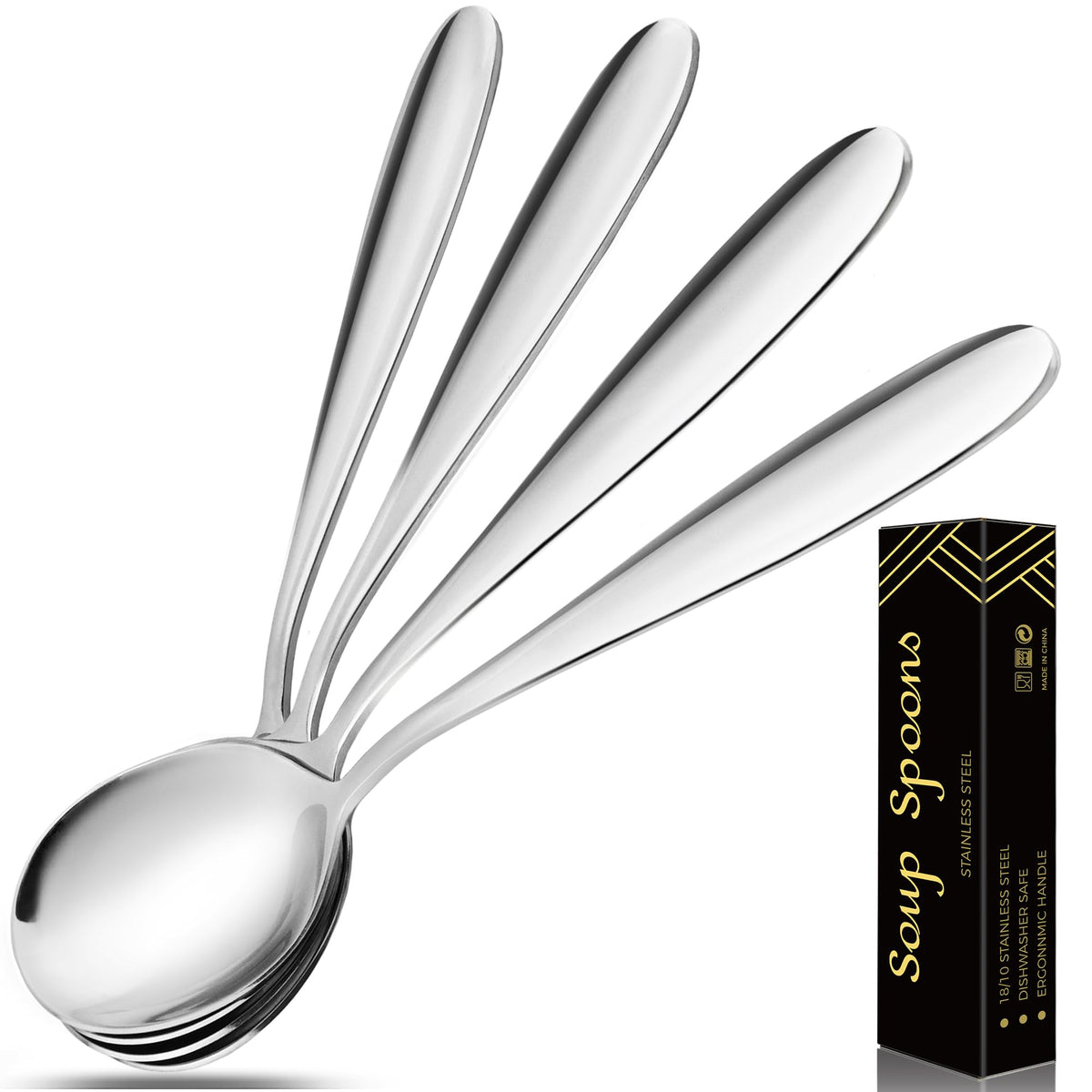 IFERRENS 18/10 soup spoons with a deep bowl for generous servings.