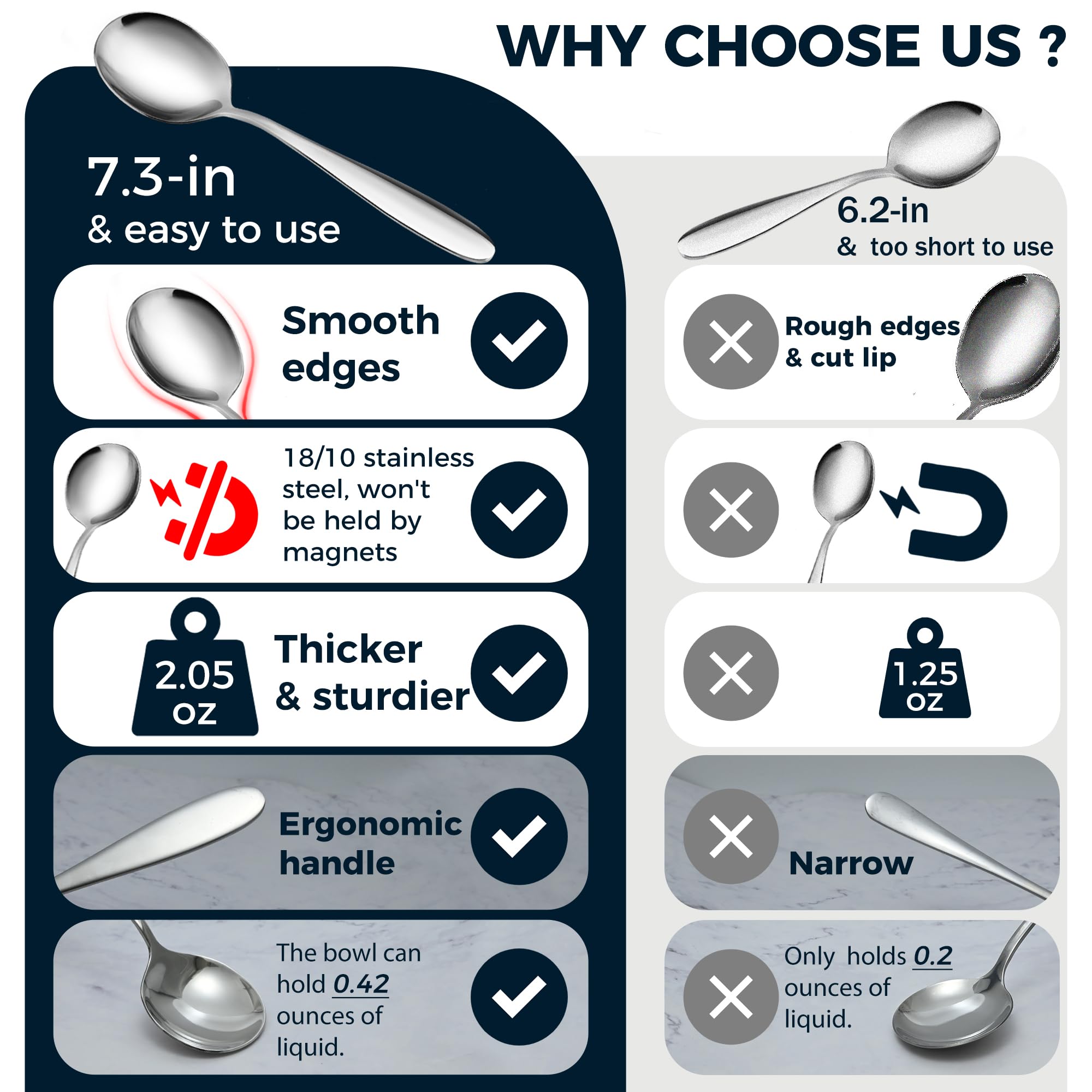 IFERRENS soup spoon ergonomic thickened handle enhances daily comfort.