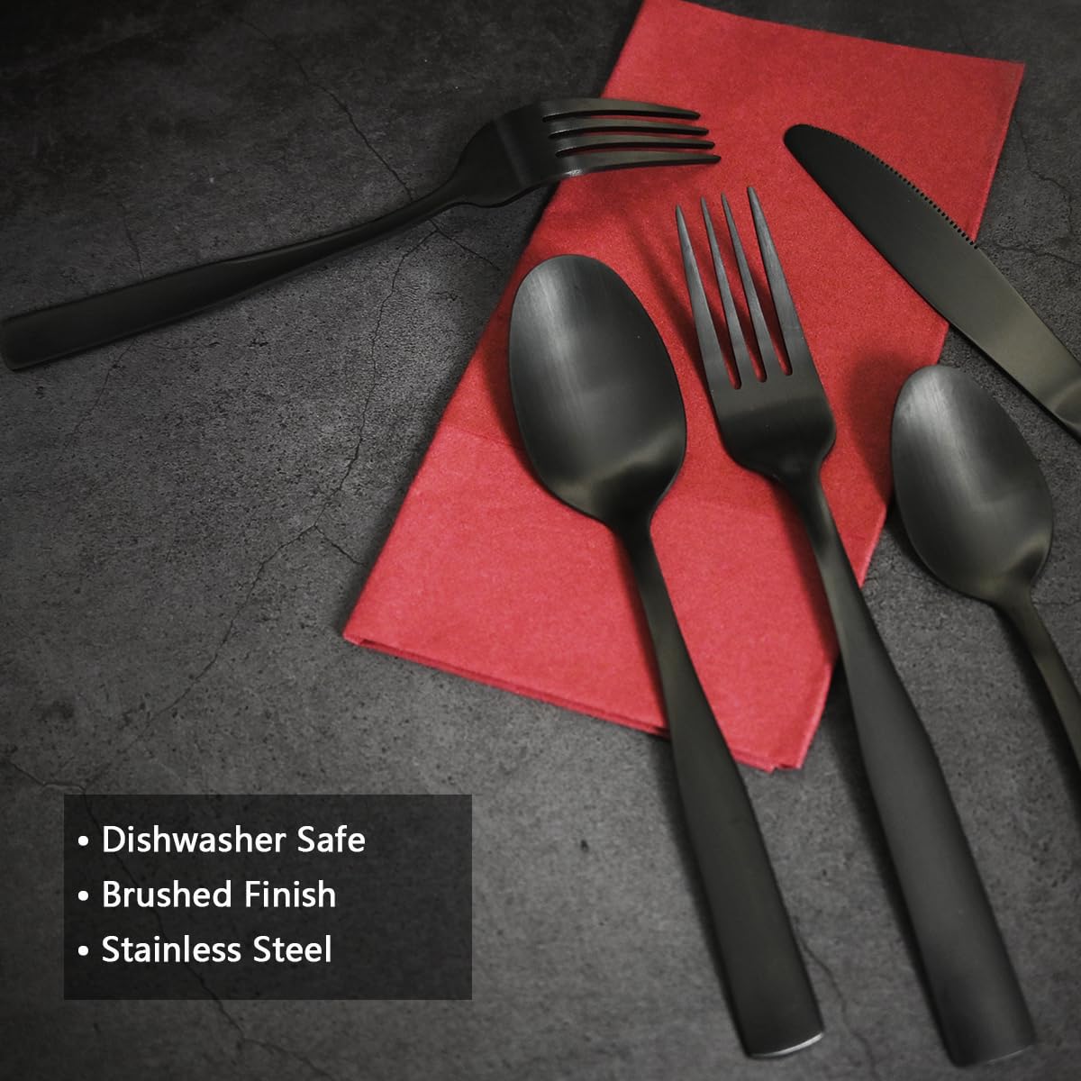 IFERRENS matte black dinner spoons for comfortable meals