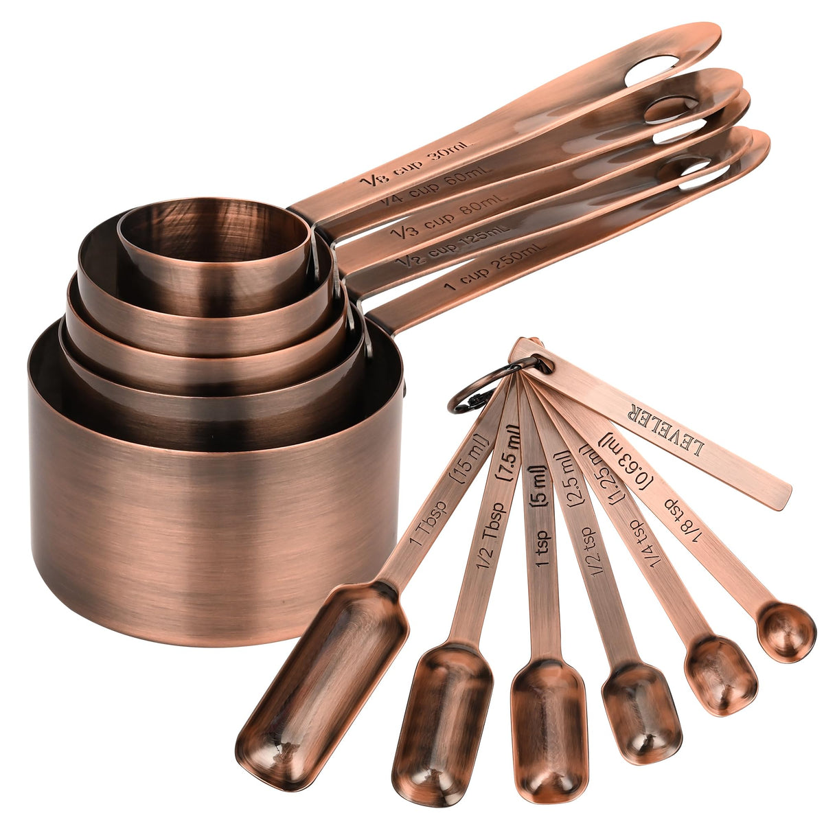 IFFMYJB copper measuring cups stacked for space saving and organization