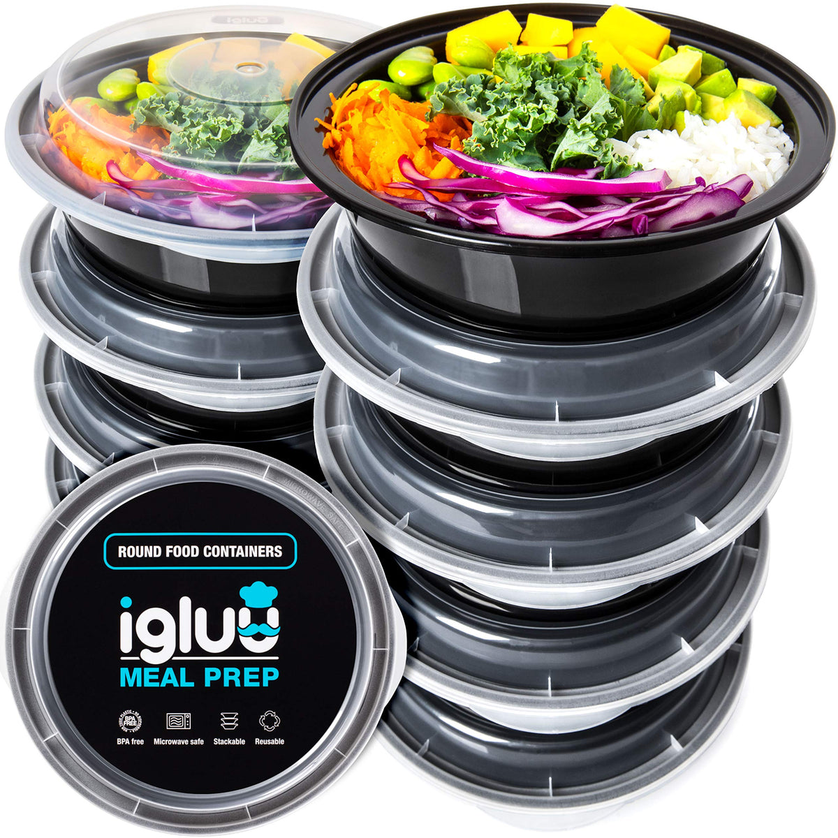 Igluu meal prep container with airtight lid showing freshness and portability.