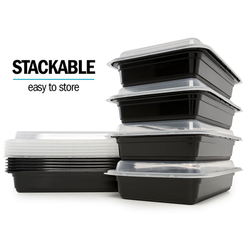 Igluu Meal Prep stackable design saves cupboard space when stored.