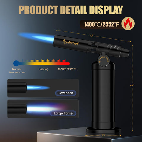 IgnitChef adjustable flame lets you control heat for precise searing or caramelizing.