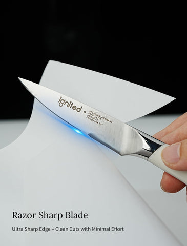 IGNITED CUTLERY minimalist London design knife for modern kitchens with clean aesthetics.