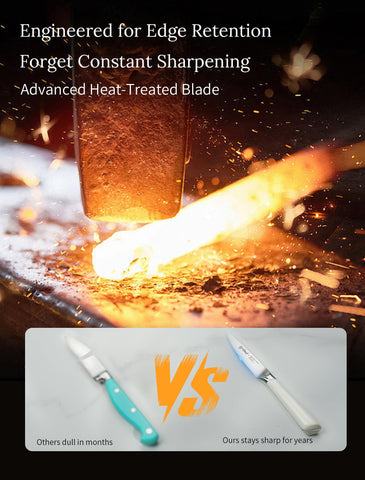 IGNITED CUTLERY razor-sharp edge enables effortless slicing of fruit and vegetables.