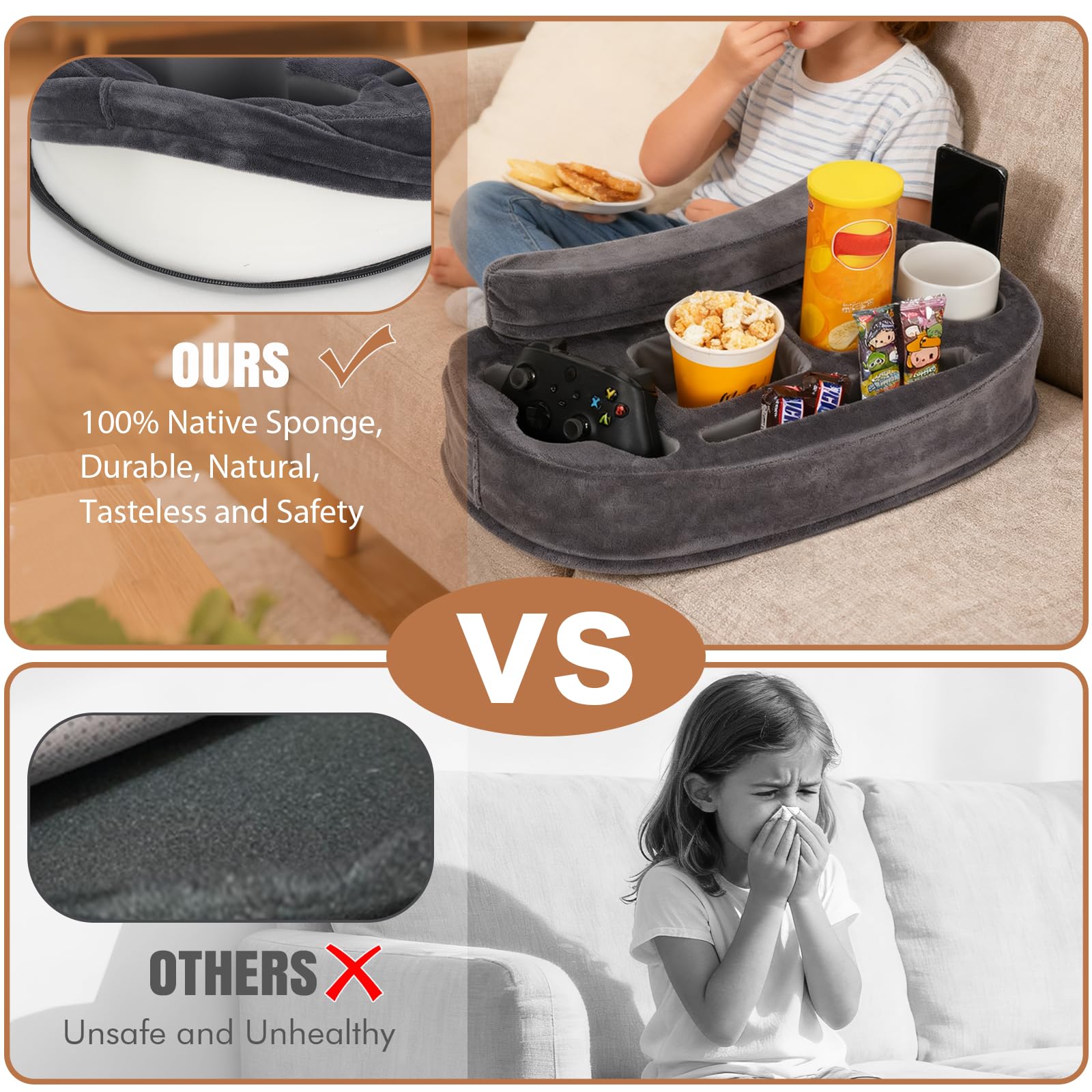 IGOHEALS anti-slip bottom keeps the pillow in place during games or chats.