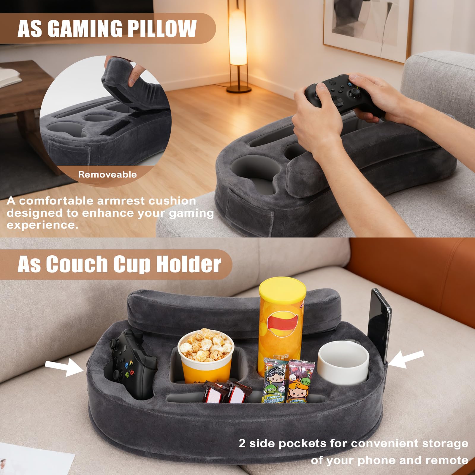 IGOHEALS gaming pillow supports arms during long sessions for comfortable play.