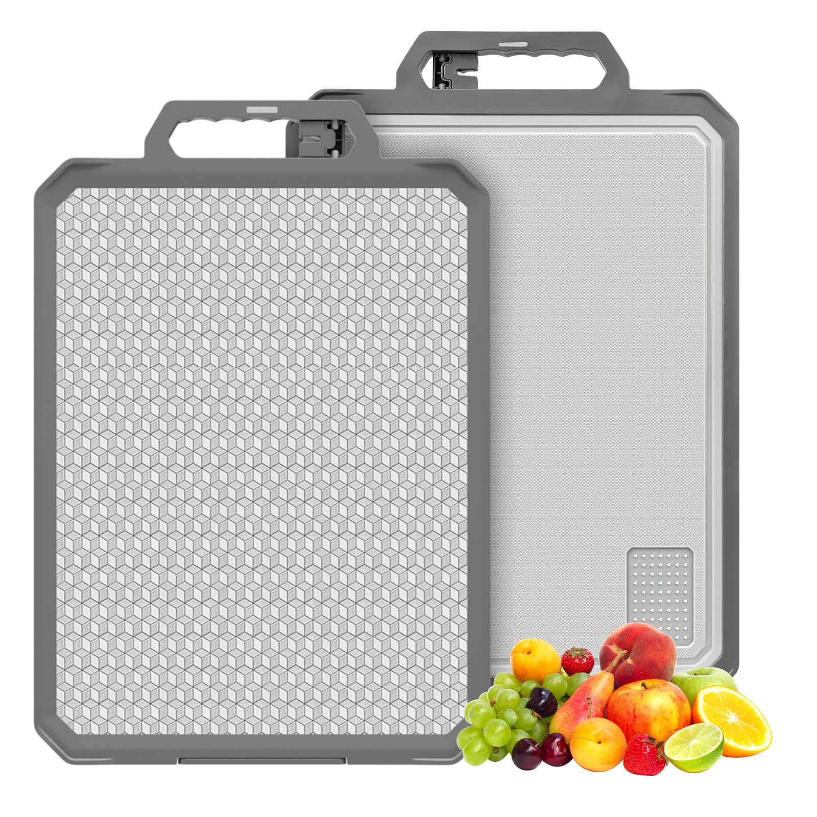 IGOYE cutting board dual-side top view highlights titanium and wheat straw surfaces for versatile prep.