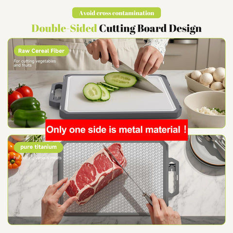 IGOYE cutting board titanium side for meat prep with scratch-resistant surface.