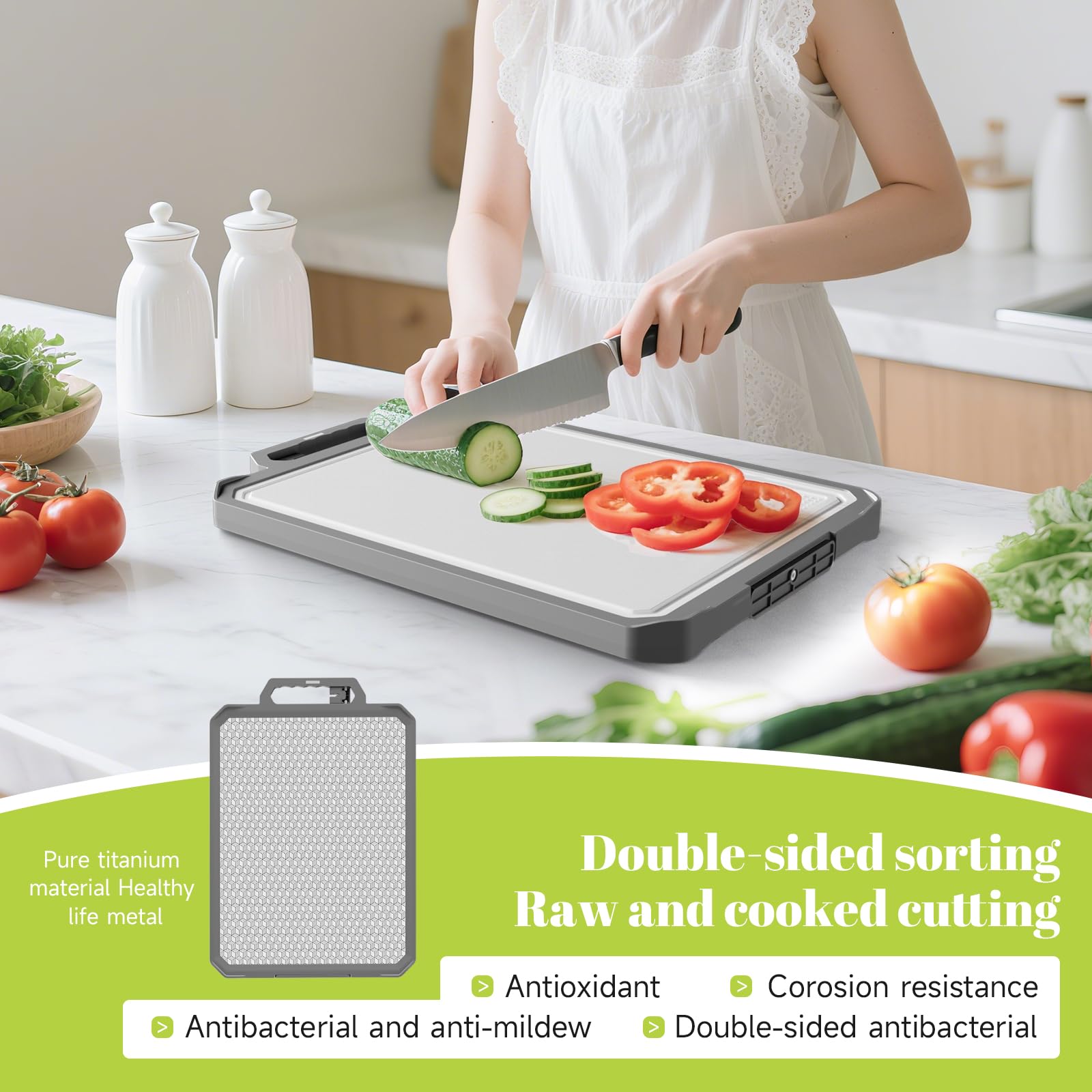 IGOYE cutting board wheat straw side ideal for vegetables and fruits cutting.
