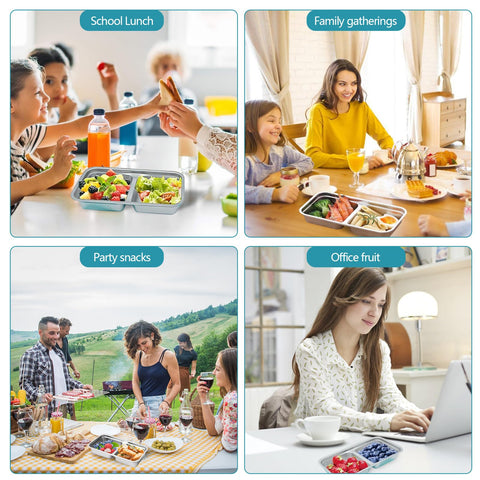 Snacks and dips organized in IGRARK dual compartment containers for neat portions.