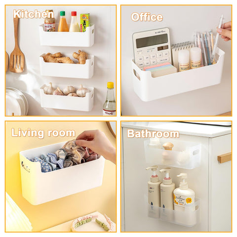 IGUOCY door storage holds sponges and cleaning supplies neatly.