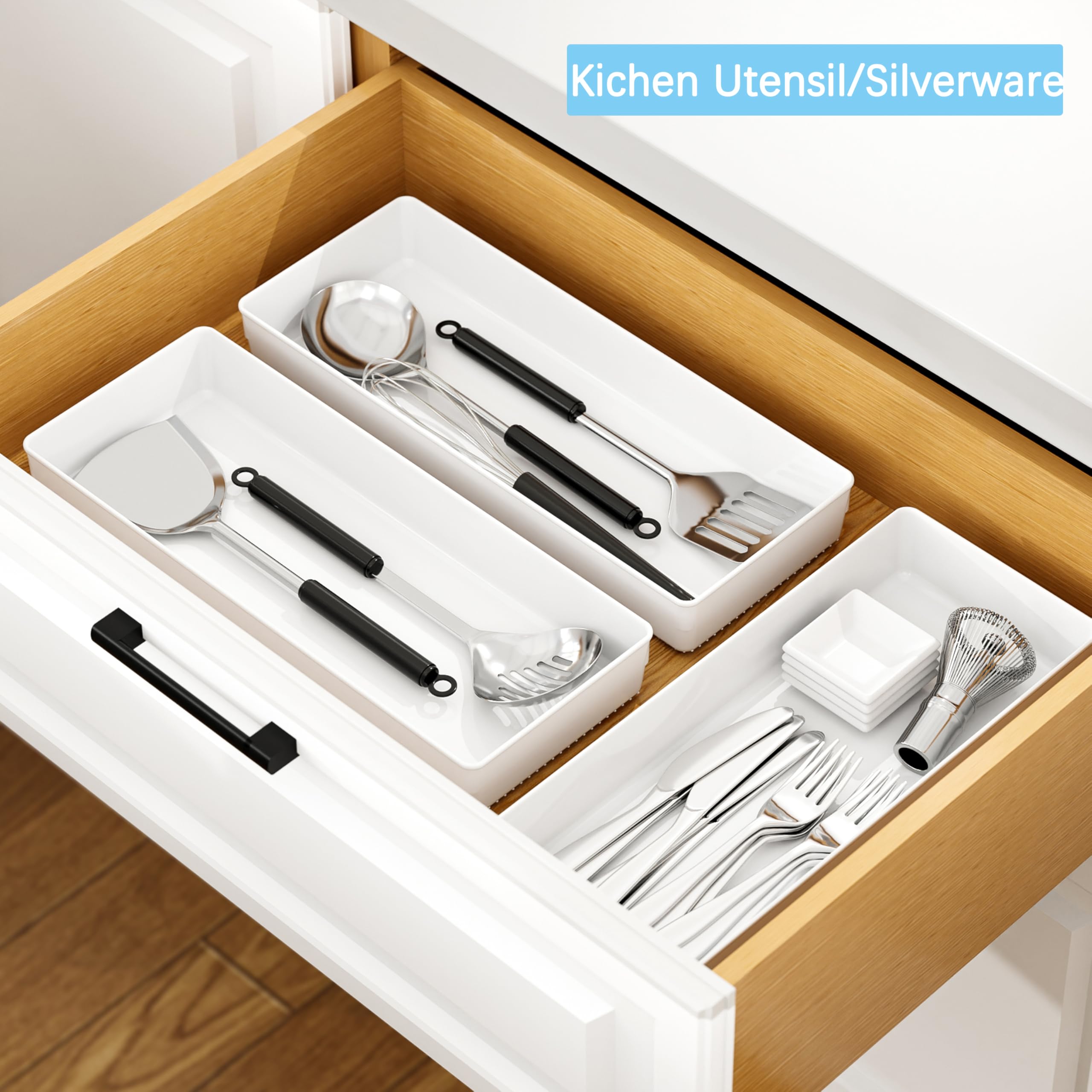 ihomecooker drawer organizer in-drawer kitchen setup keeps utensils orderly.