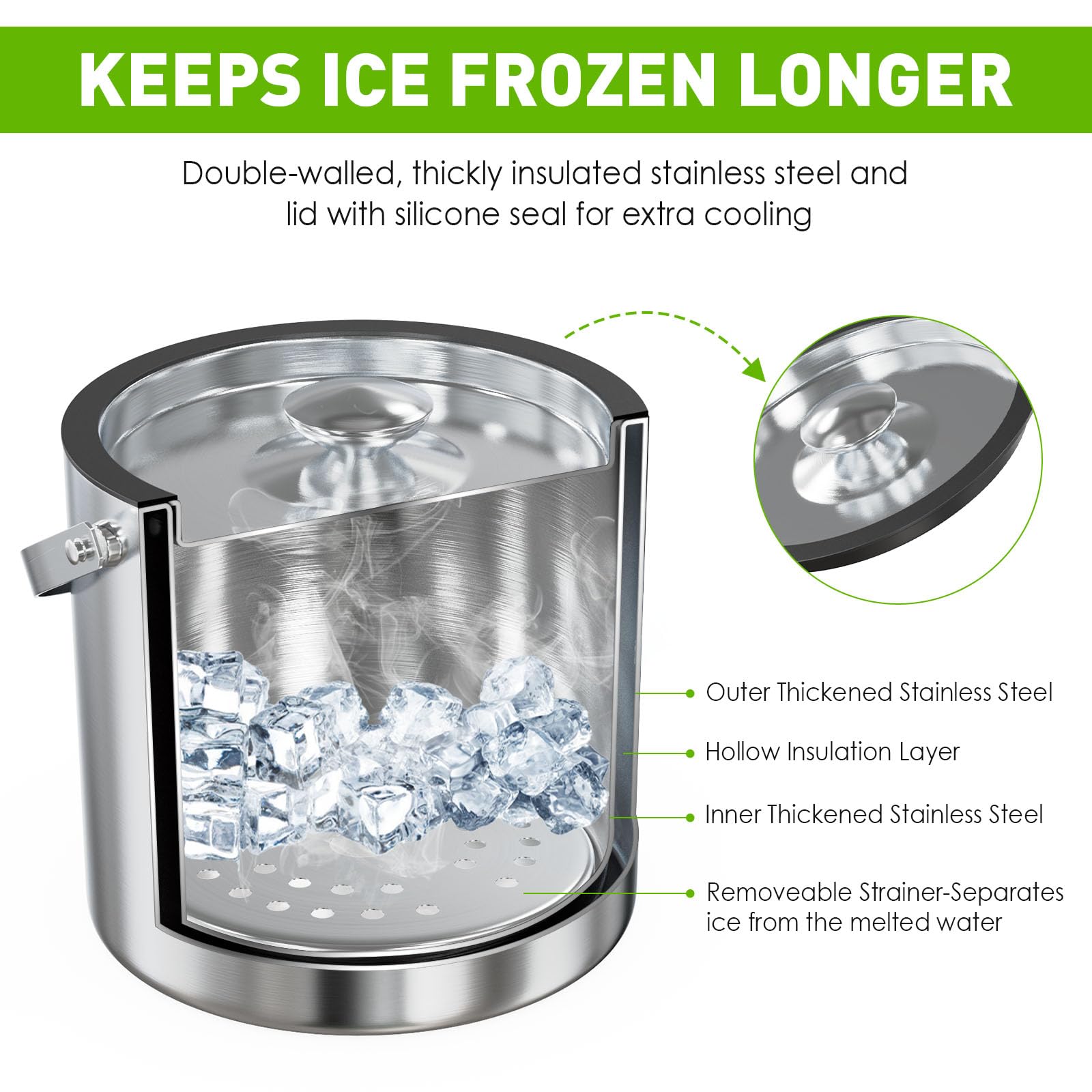 iHoo ice scoop in easy grip for quick retrieval