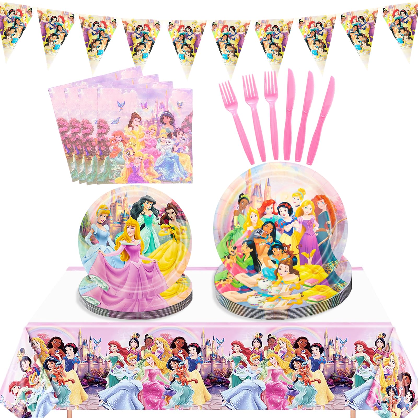 IIDEA princess dinner plates 9 inch on a coordinated party table for a memorable celebration.
