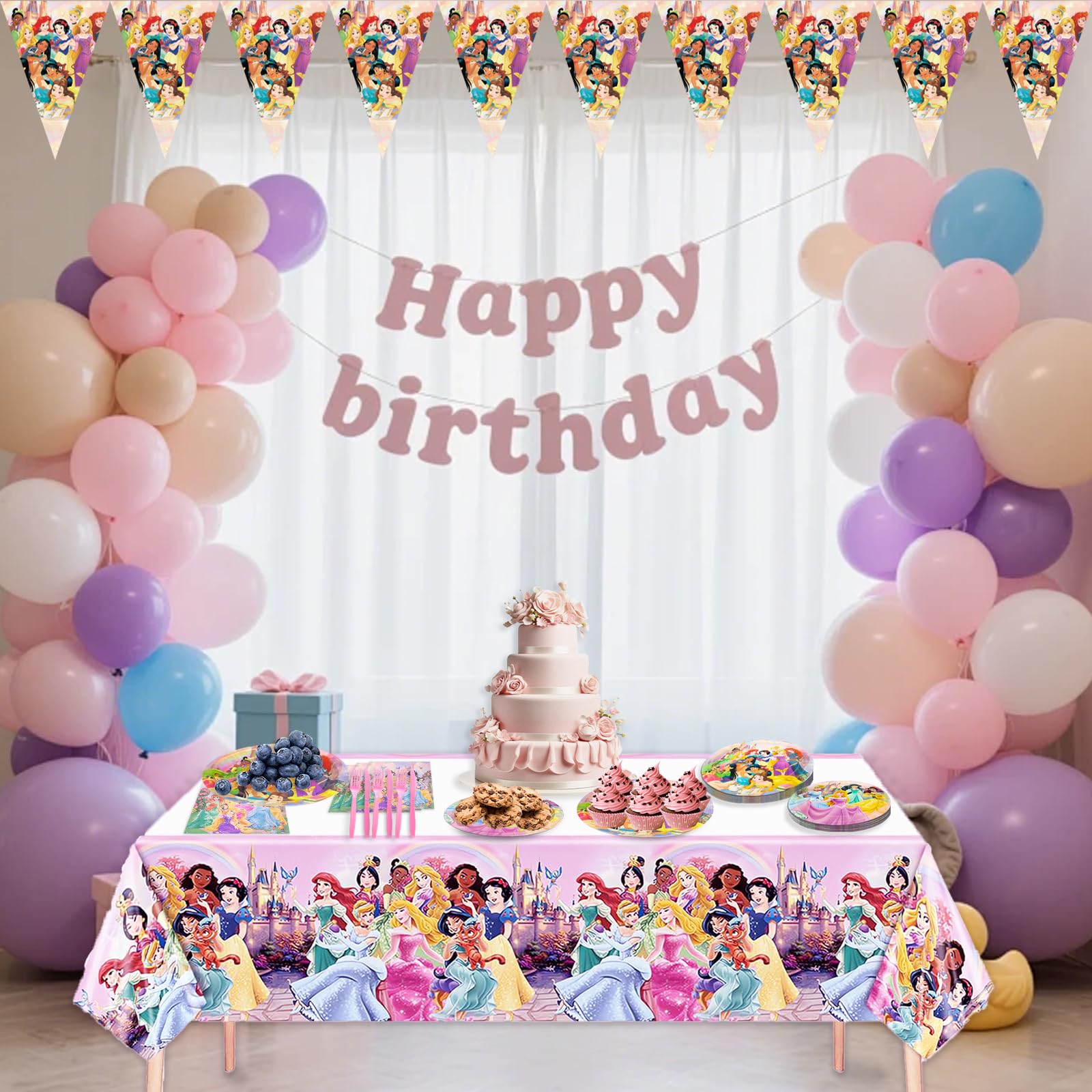 IIDEA princess themed decor with florals enhances magical birthday moments.