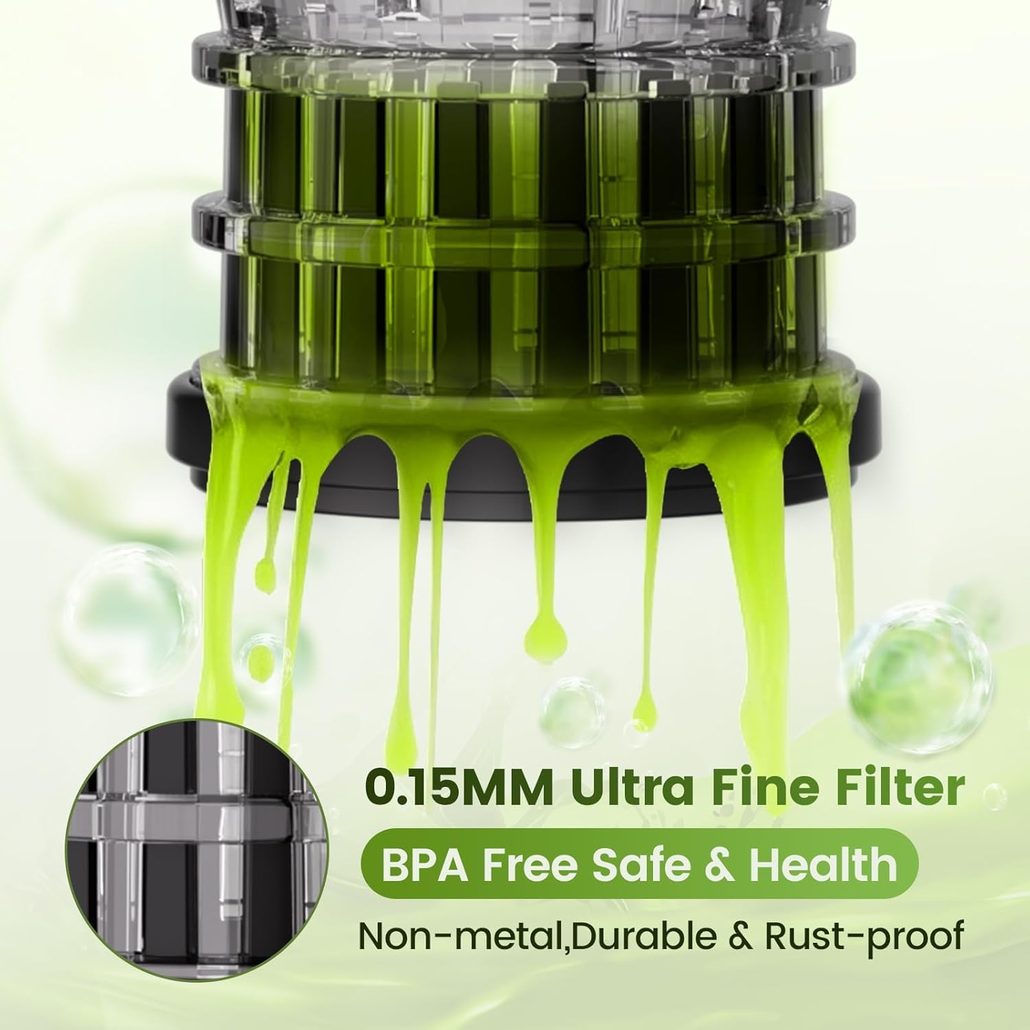 IIUIPI juicer featuring overheat protection for longer, worry-free juicing sessions.