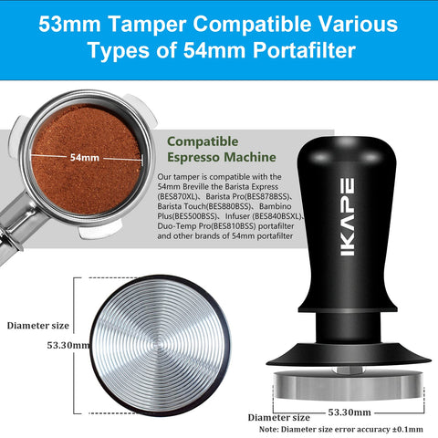 IKAPE calibrated spring-loaded tamper ensures precise pressure for repeatable extraction results.