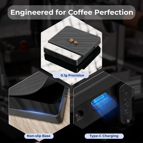 IKAPE scale on a sturdy kitchen surface with bright LED display