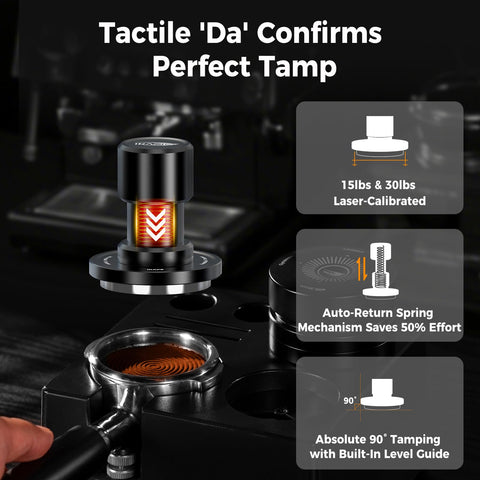 IKAPE tamper delivers audible click and auto-return for efficient tamping