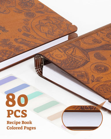 Ikedas Woodcover blank recipe book in use to preserve family favorites