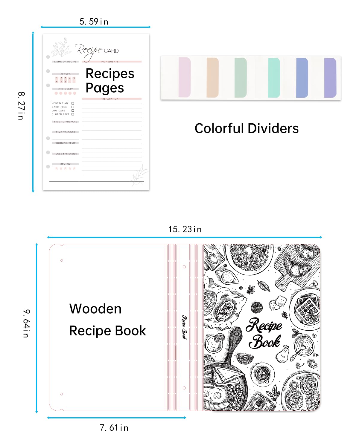 Ikedas Woodcover blank recipe book gift-ready with thoughtful wooden cover