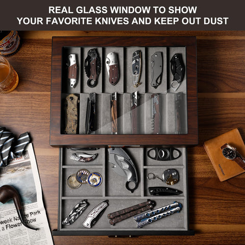 Ikkle Walnut real glass lid preserves color while keeping blades on display.