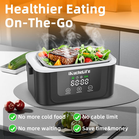 ikuchelife cordless lunch warmer battery lets you heat meals anywhere away from outlets
