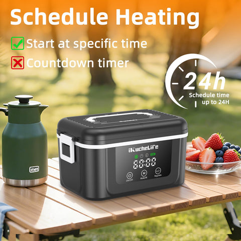 ikuchelife scheduled heating function helps plan meals with a preset timer
