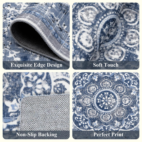 Ileading Boho Kitchen Rug Non-Slip Back keeps floors secure.