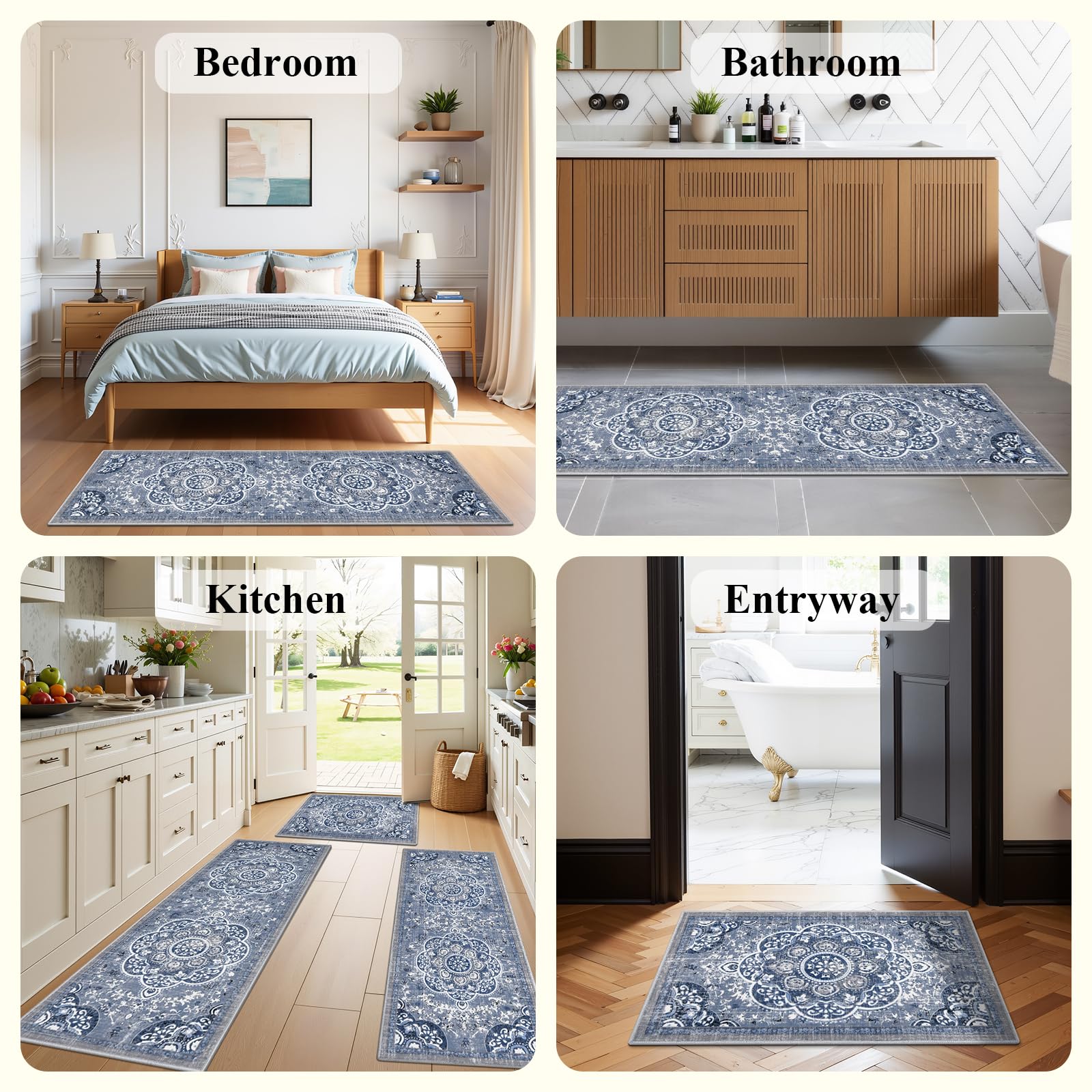 Ileading Boho Laundry Room Mat Non-Slip for safer laundry routine.