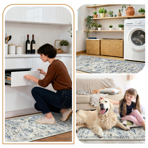Ileading two-piece kitchen mat set fits doorways and entryways with added comfort.