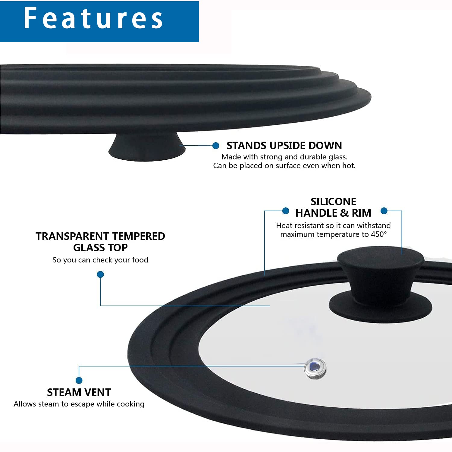 ILOVYO universal lid 10 inch on stock pot for space saving.