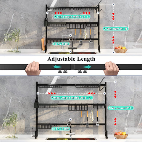 ilvvan adjustable height dish rack fitting various sink heights