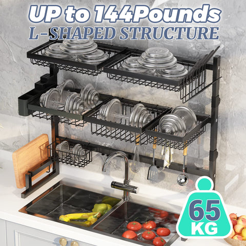 ilvvan dish drying storage organizer on the counter, keeps items tidy