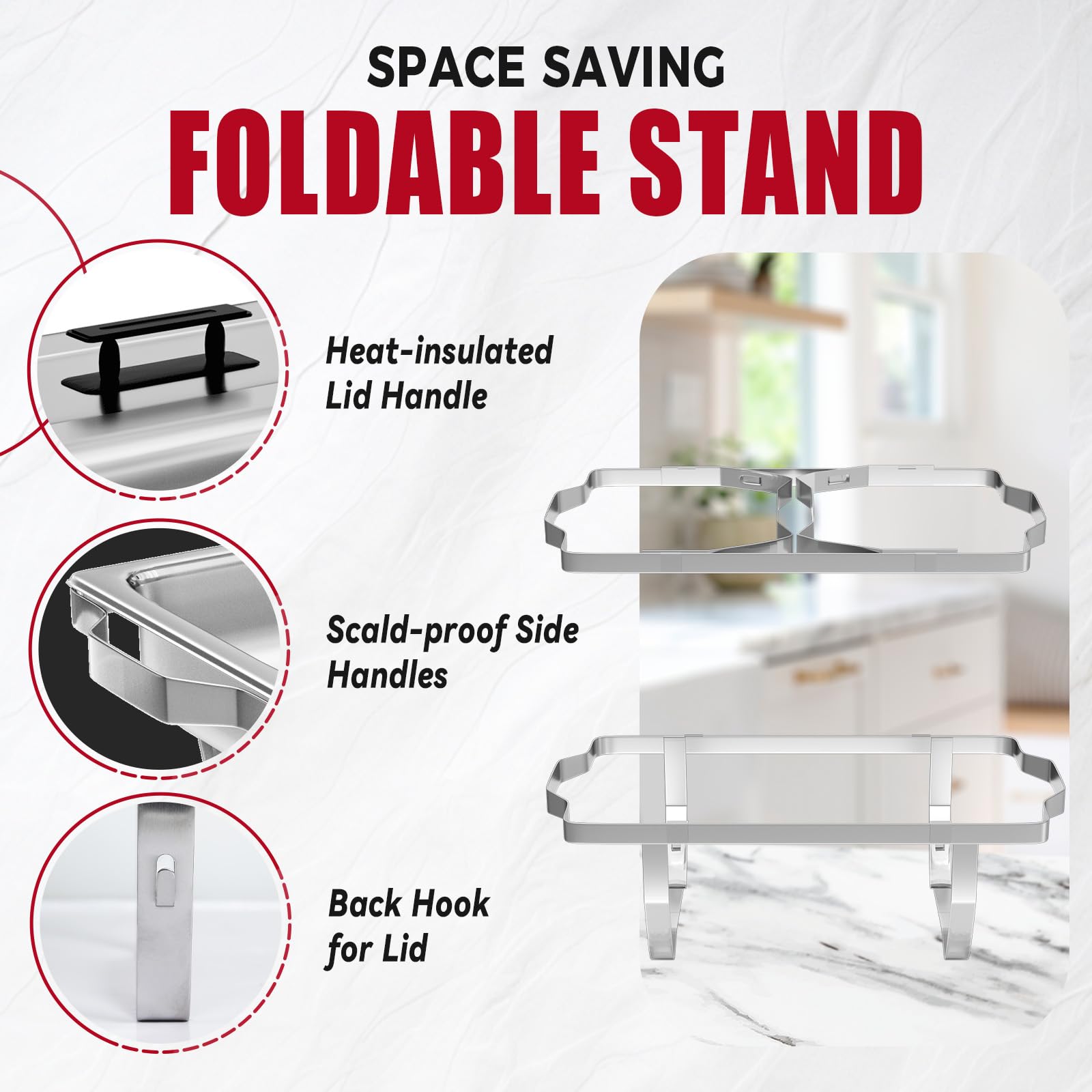 IMACONE chafing dish frame with heat-safe build supports steady serving