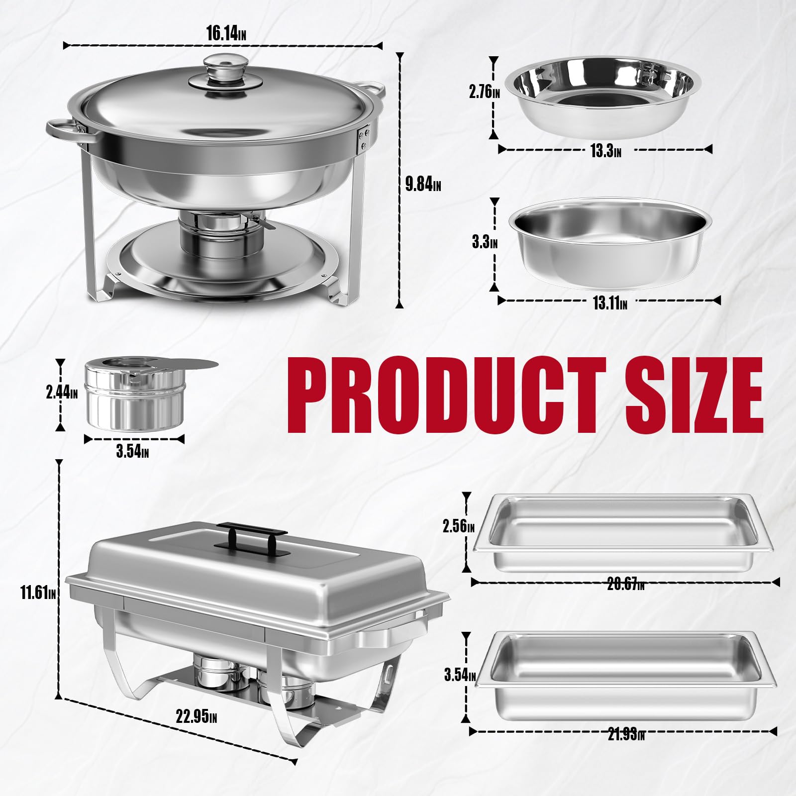 IMACONE round chafing dish 5qt showcasing sturdy stainless steel and clean lines