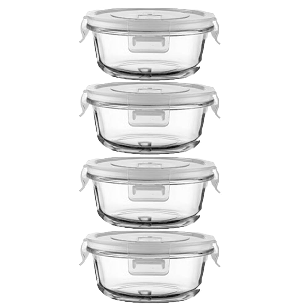 B.GUBOBOYA 12oz round glass container with lid for meal prep and leftovers.