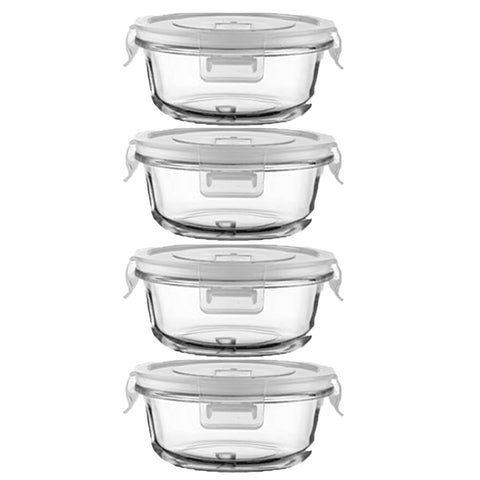 B.GUBOBOYA 12oz round glass container with lid for meal prep and leftovers.