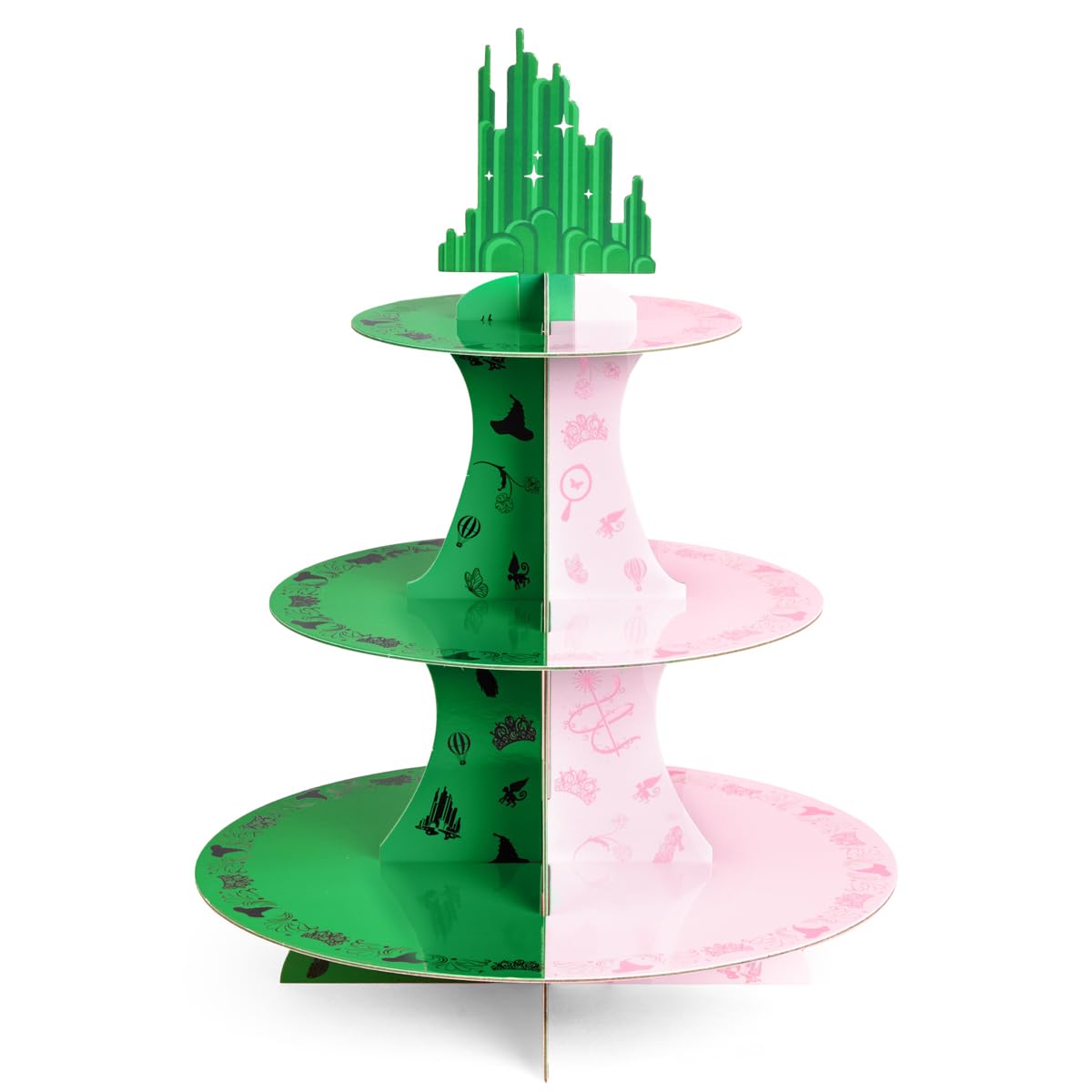 xo, Fetti Torre de Cupcakes Bruja Rosa y Verde, 3 Niveles | Decoración para Cumpleaños y Fiestas