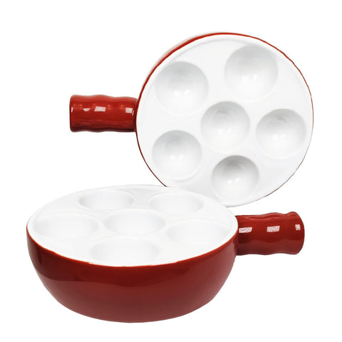jinsongdafa Ceramic escargot baking plate,for appetizers, grilled snails, scallops, 6.22-inch(2 pieces) tableware with handle, oven safe, suitable for homes, restaurants, hotels and foodies, Brown