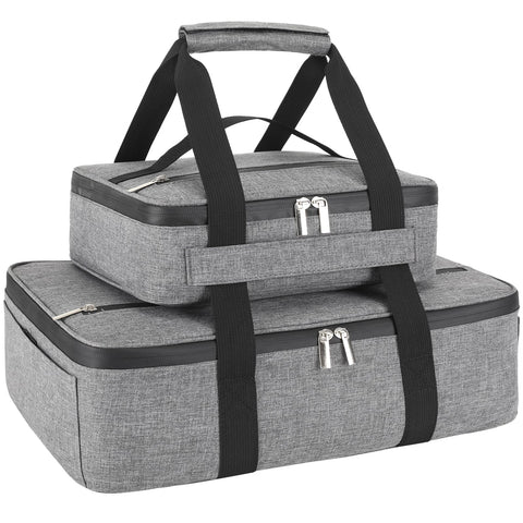 Wakaye Cazuela Aislada – Bolsa Térmica para Comidas Calientes o Frías (8–15 pulgadas), Gris, 2 Unidades