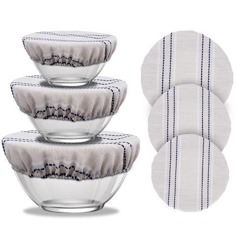 HMAZAE Reusable Bowl Covers for Bread Proofing, 9/10/13 Inches Bread Proofing Cover, 3 Pcs Linen Cotton Food Cover for Sourdough Proofing Basket, Food Storage Baking Supplies for Home Bakers
