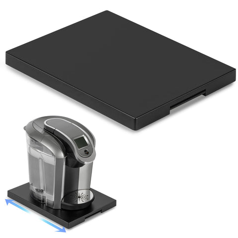 ANBOXIT Appliance Slider, Wooden Sliding Tray for Coffee Maker, Coffee Pot Slider for Counter, Kitchen Caddy Rolling Tray (Classic Black- Deep)