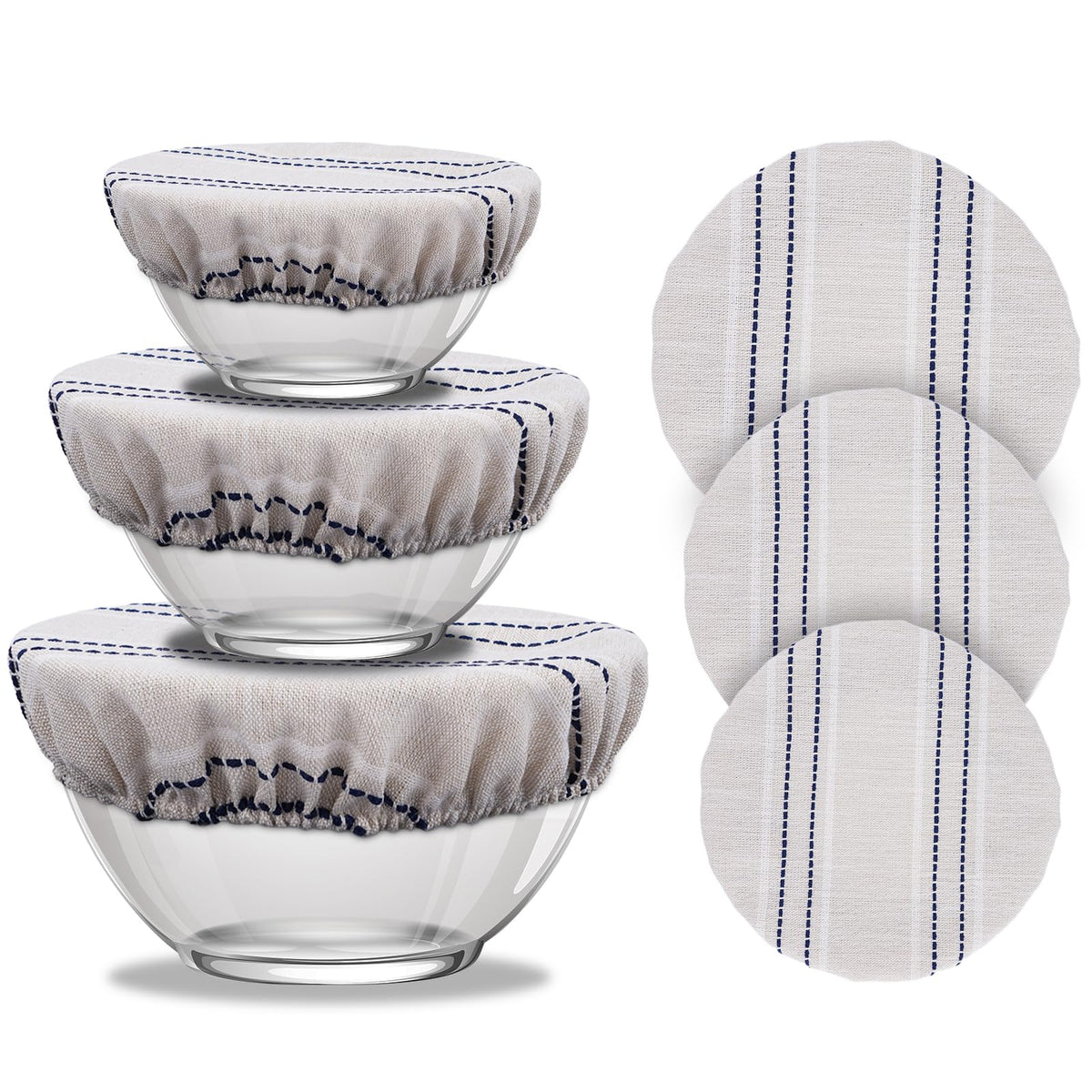 HMAZAE Reusable Bowl Covers for Bread Proofing, 9/10/13 Inches Bread Proofing Cover, 3 Pcs Linen Cotton Food Cover for Sourdough Proofing Basket, Food Storage Baking Supplies for Home Bakers
