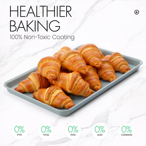 Ceramic Baking Sheet, Cookie Sheets for Baking 15x10", Naturally Non-Toxic Ceramic Coating, 2.2mm Thick Oven Trays for Cooking, PTFE & PFOA Free